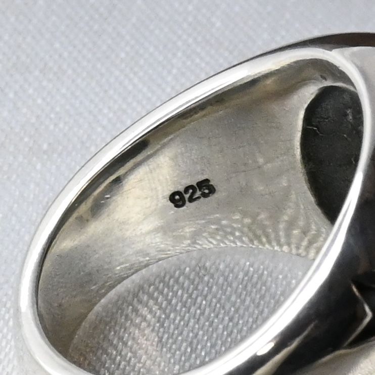 【研磨済】美品 シルバー925 スカル リング 10号