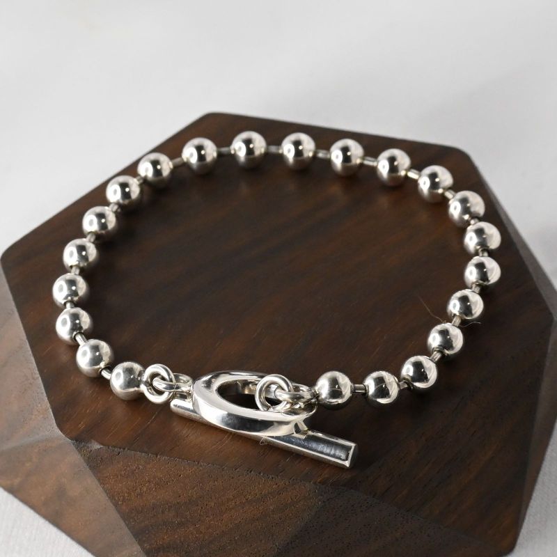 【研磨済】GUCCI グッチ ボールチェーン ブレスレット 17.5cm シルバー925 Ag925