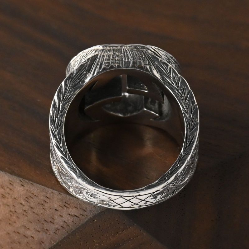 【研磨済】美品 GUCCI インターロッキングG アラベスク ワイド リング サイズ9