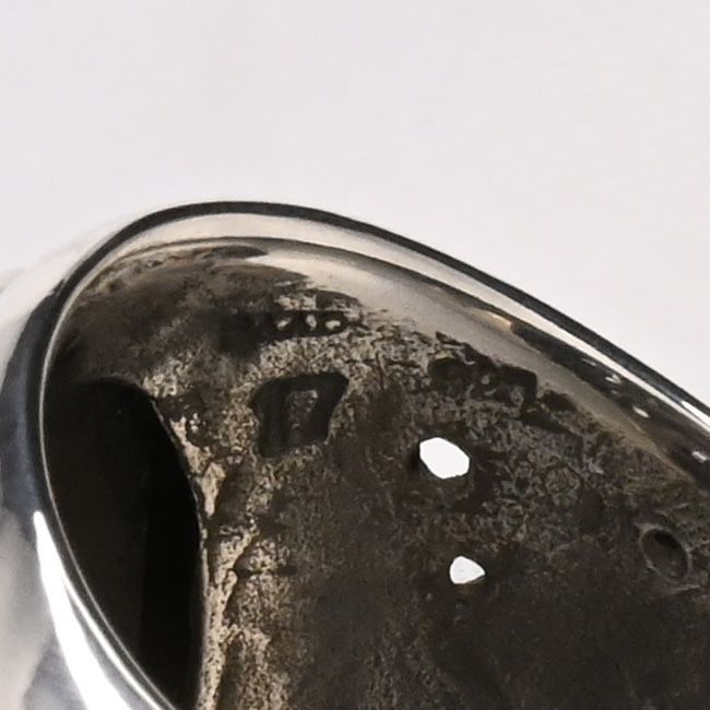 【研磨済】SAAD ブラック ストーン リング 16号 唐草 太陽神 シルバー925 指輪