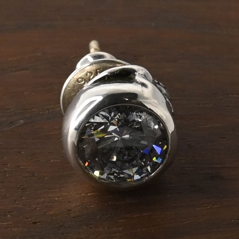 【研磨済】 JUSTIN DAVIS SECRET SKULL ピアス クリアストーン SEJ540 ジャスティンデイビス