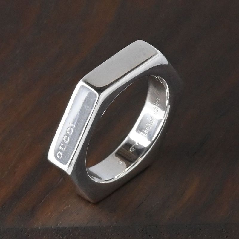 【研磨済】GUCCI ヘキサゴン ナット リング 指輪 8号 Ag925