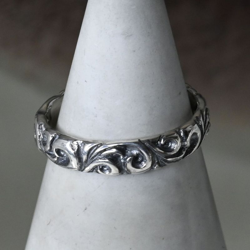 【研磨済】SAAD シルバー リング 19号 唐草 アラベスク シルバー925 指輪