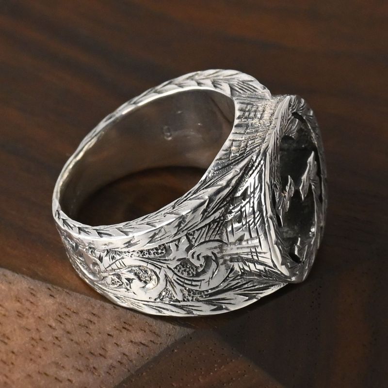 【研磨済】美品 GUCCI インターロッキングG アラベスク ワイド リング サイズ9