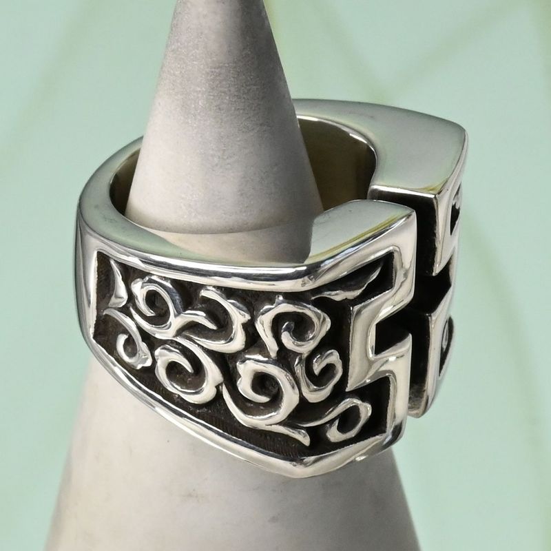 【研磨済】 JUSTIN DAVIS カットクロス リング SRJ117 7.5号 ジャスティンデイビス 指輪