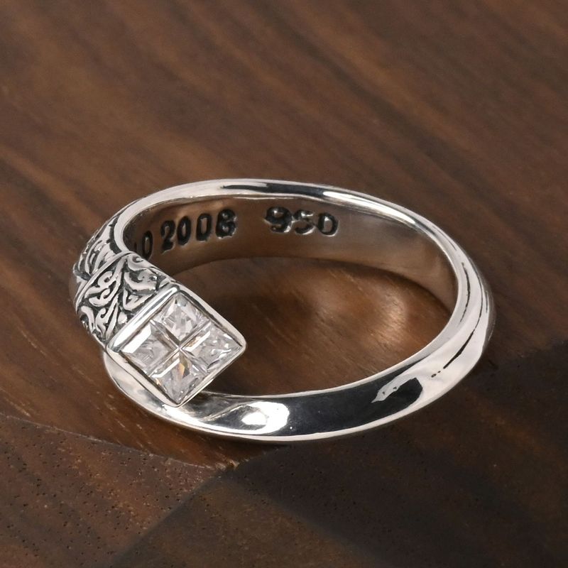 【研磨済】ZOCALO Ivy Spiral Ring Square : White CZ 17号 シルバー925 リング ソカロ