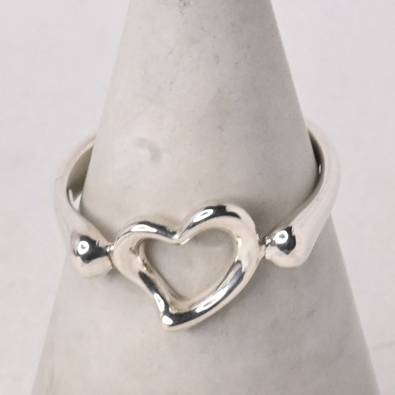 【研磨済】TIFFANY＆Co. オープンハート リング 8号 ティファニー 指輪 Elsa Peretti