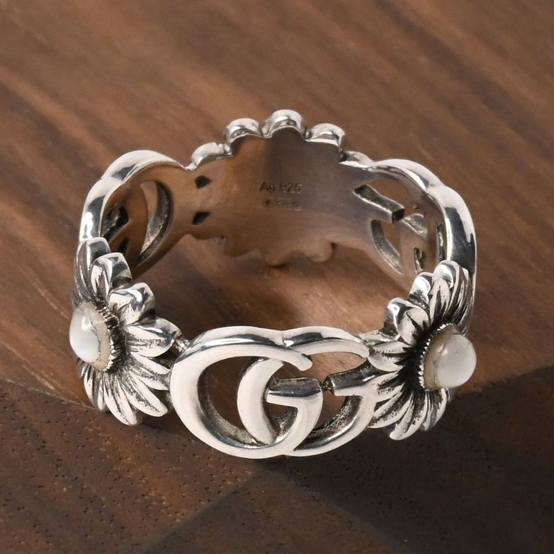 【研磨済】GUCCI ダブルG マザー・オブ・パール リング 14.5号 美品