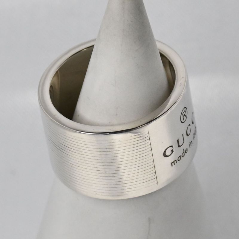 【研磨済】 GUCCI ロゴ ワイド リング SV925 シルバー 13号 指輪 グッチ