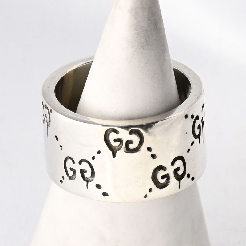 【研磨済】美品 GUCCI ゴースト ワイド リング 16号 Ag925