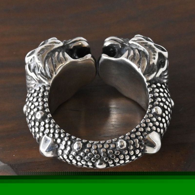 【研磨済】美品 GUCCI ダブル タイガーヘッド リング グッチ 指輪 ツイン パンサー Ag925