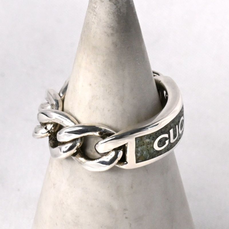 【研磨済】GUCCI ゴルメット チェーン リング 10号 指輪 Ag925