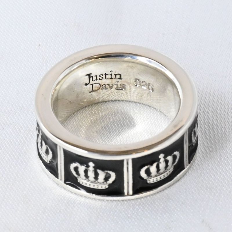 【研磨済】 JUSTIN DAVIS PRIDE&JOY/CROWN リング 17号 ブラック SRJ272 ジャスティンデイビス 指輪 クラウン 王冠 シルバー925