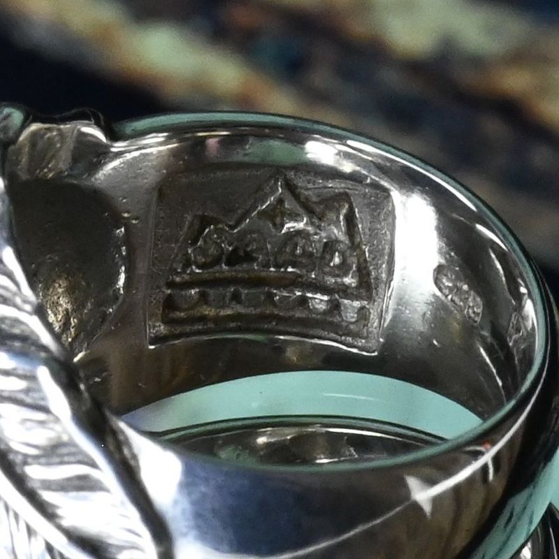 【研磨済】SAAD ターコイズ フェザー リング 17号 シルバー925 指輪