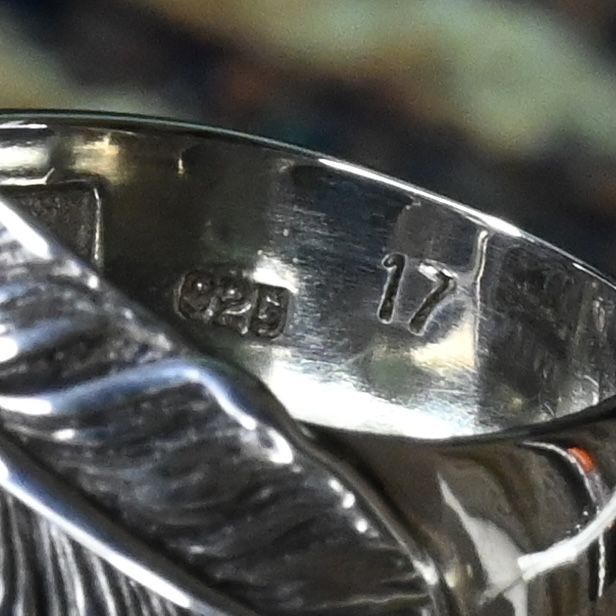 【研磨済】SAAD ターコイズ フェザー リング 17号 シルバー925 指輪