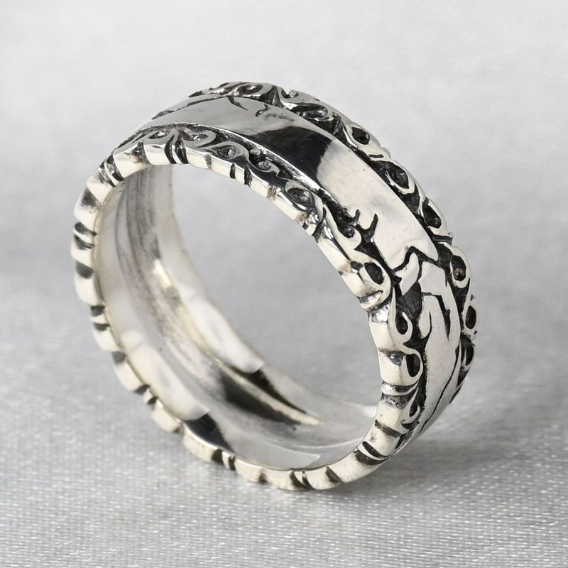 【新品仕上げ】SAAD リング 7.5号 シルバー925 クラックデザイン 太陽神