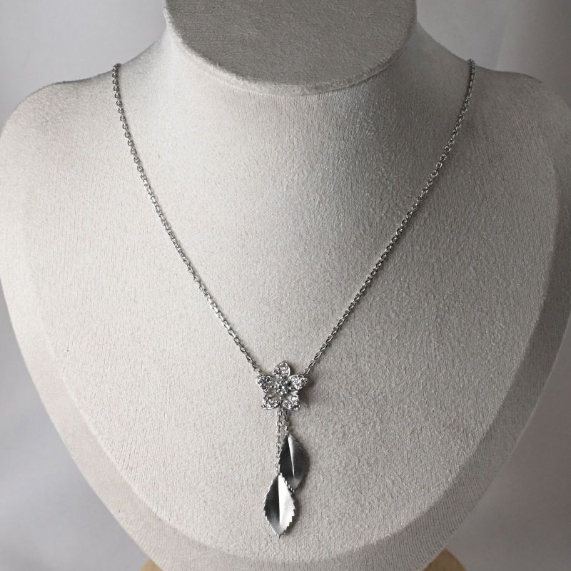 【研磨済】STAR JEWELRY フラワー ネックレス シルバー925 チェーン40cm スタージュエリー