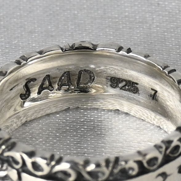 【新品仕上げ】SAAD リング 7.5号 シルバー925 クラックデザイン 太陽神