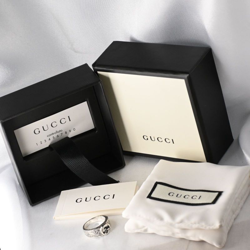 【研磨済】美品 GUCCI インターロッキングG アラベスク リング サイズ11 箱付き