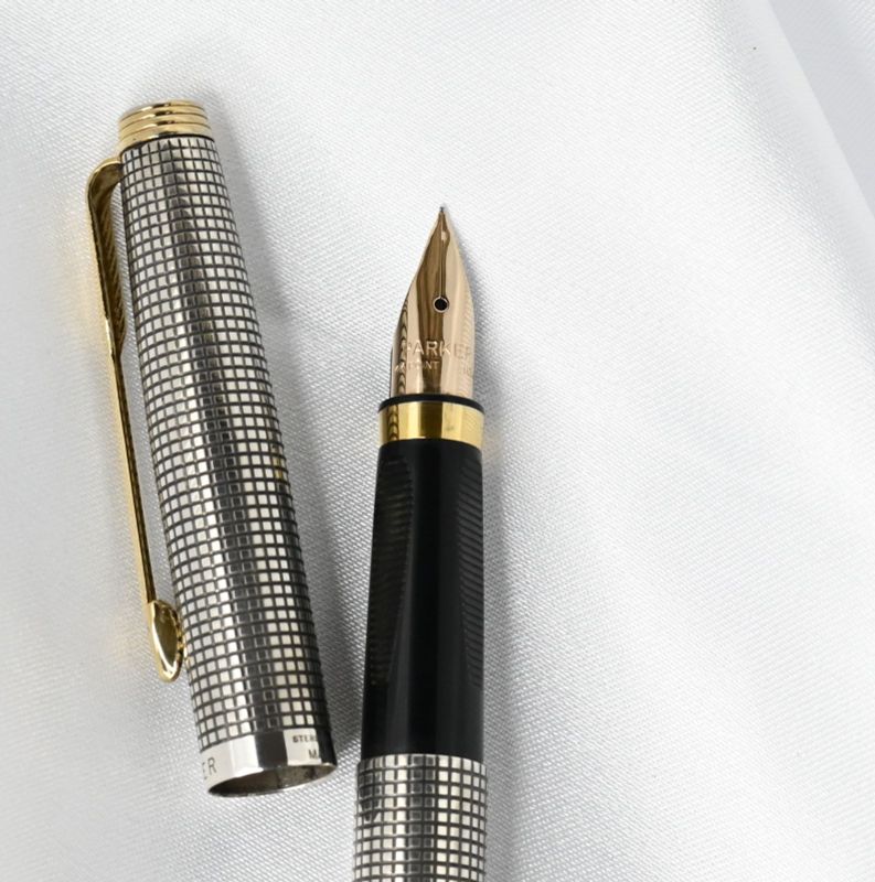 【研磨済】 PARKER 万年筆 スターリングシルバー 14k シズレ XF