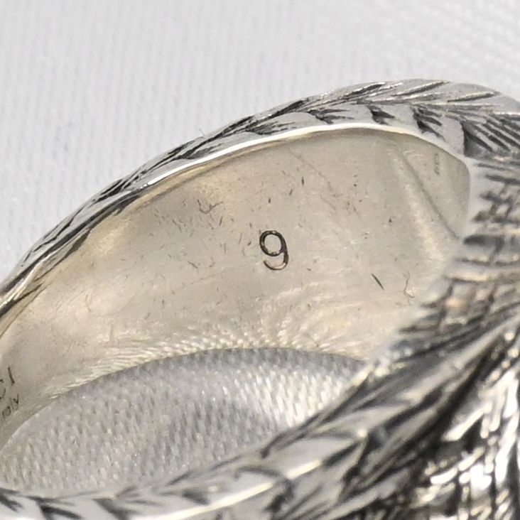 【研磨済】美品 GUCCI インターロッキングG アラベスク ワイド リング サイズ9