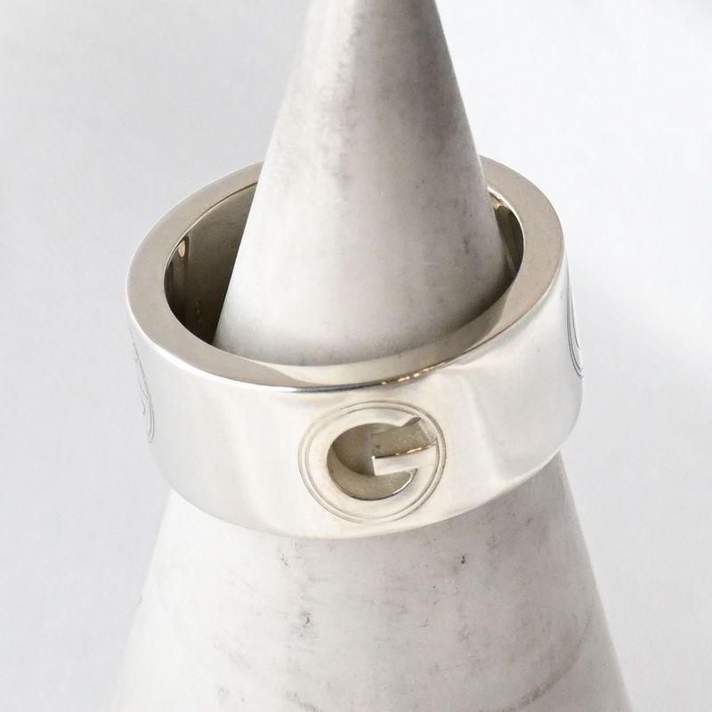 【研磨済】美品 GUCCI Gロゴ カットアウト リング サイズ8 Ag925 指輪 グッチ