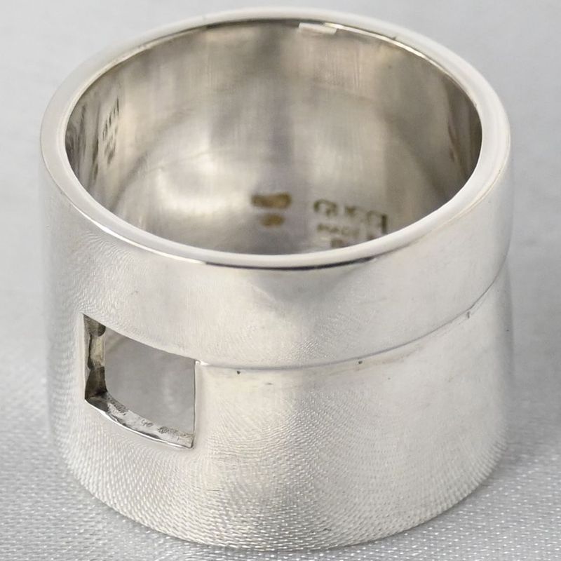 【新品仕上げ】美品 90’s オールドグッチ GUCCI HEAVY BAND G RING リング 指輪 19号 Ag925