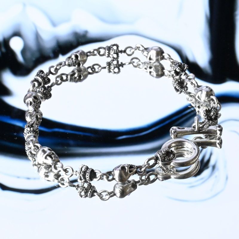 【研磨済】JUSTIN DAVIS SKULL DIVINE ブレスレット Sサイズ SBJ126 ジャスティンデイビス シルバー925
