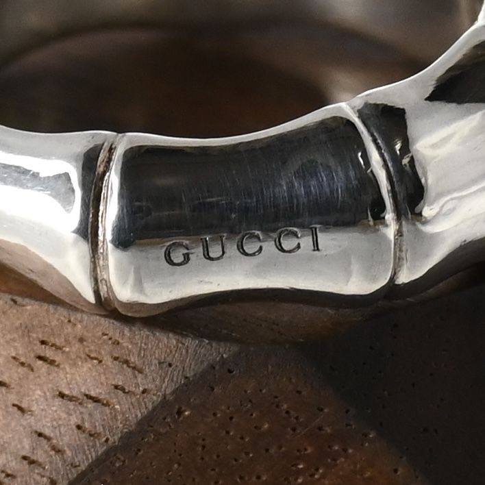 【研磨済】美品 GUCCI バンブー ラインストーン リング サイズ13 グッチ