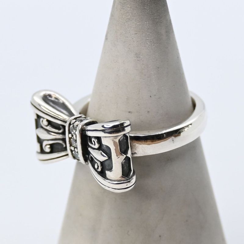 【研磨済】 JUSTIN DAVIS PROMISE リング 15号 リボン SRJ328 ジャスティンデイビス 指輪