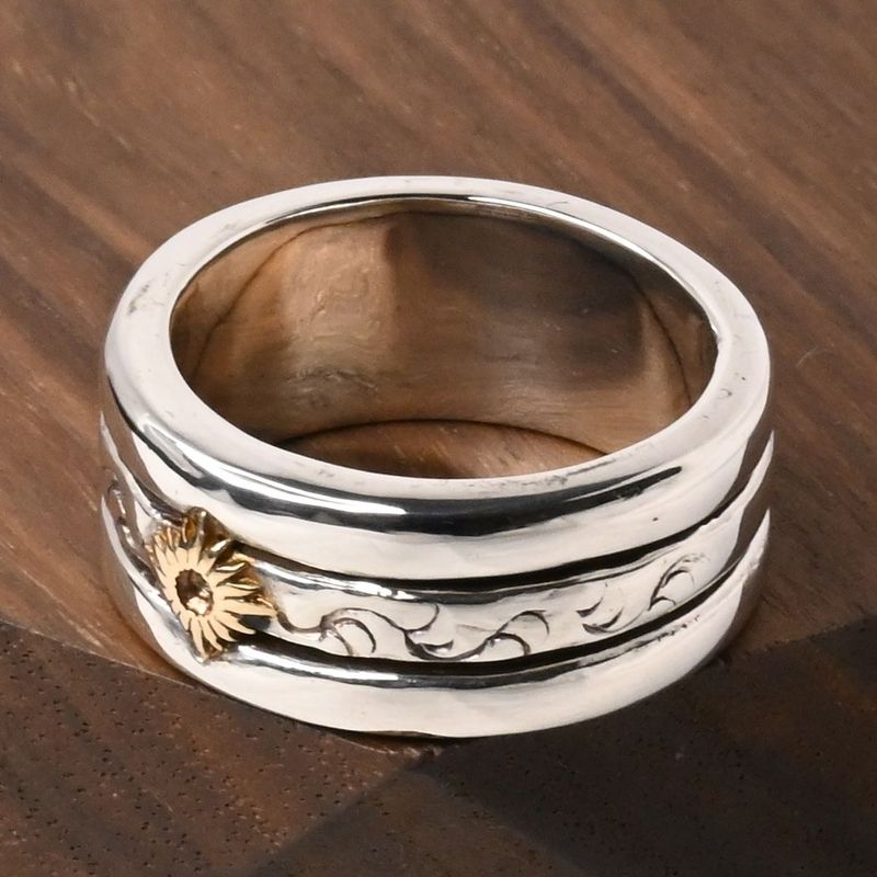 【研磨済】 ARIZONA FREEDOM K18 silver925 リング 18.5号  太陽神 唐草 シルバー アリゾナフリーダム