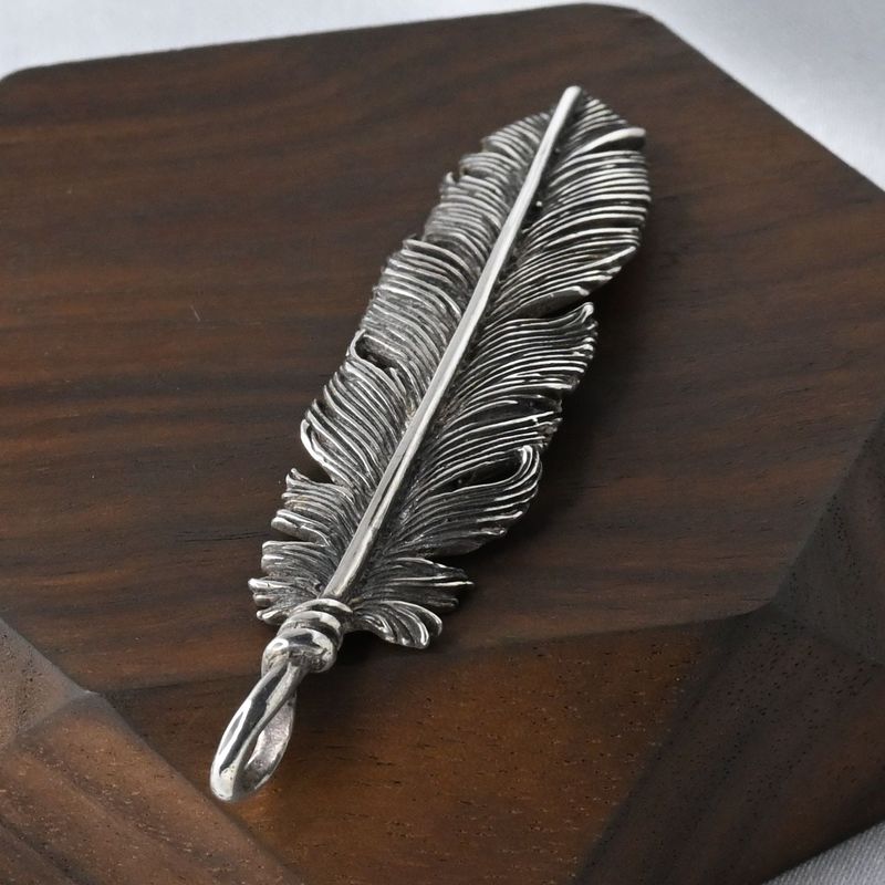 【研磨済】SAAD フェザー シルバー925 ペンダントトップ ネックレスチャーム