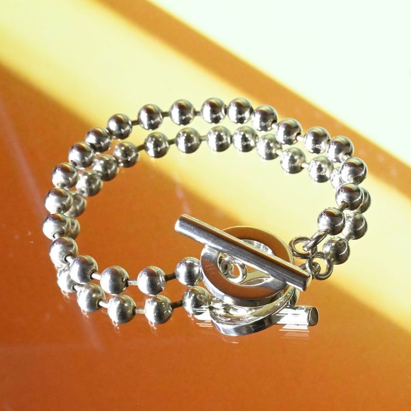 【研磨済】GUCCI グッチ ボールチェーン ブレスレット 17cm シルバー925 Ag925