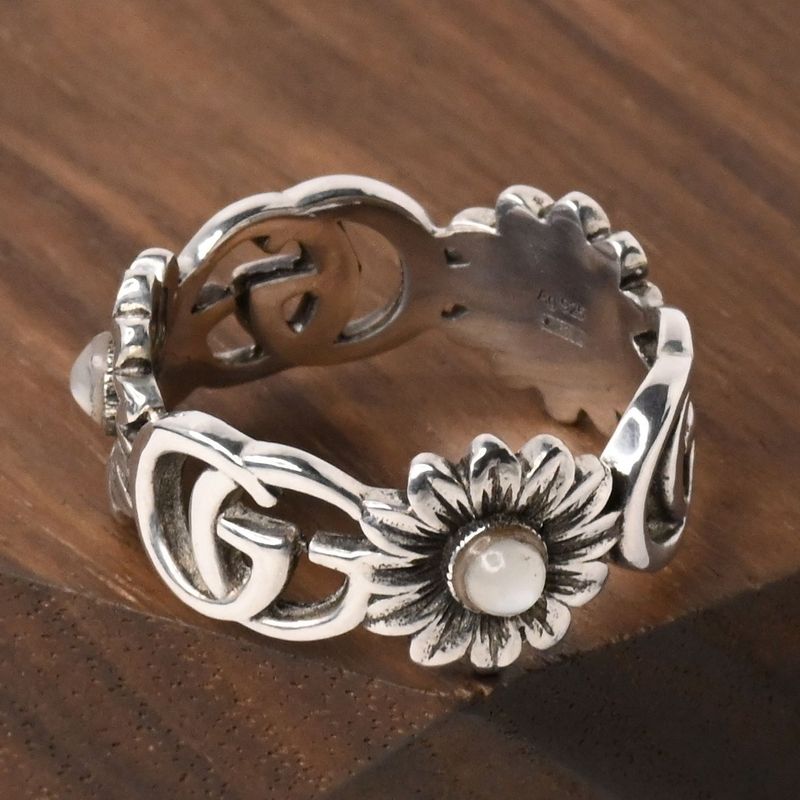 【研磨済】GUCCI ダブルG マザー・オブ・パール リング 14.5号 美品