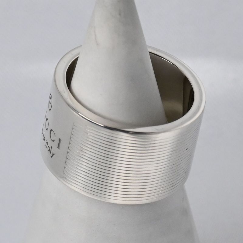 【研磨済】 GUCCI ロゴ ワイド リング SV925 シルバー 13号 指輪 グッチ