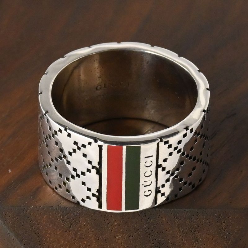 【研磨済】GUCCI ディアマンティッシマ リング 16~17号 シルバー エナメル 指輪